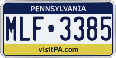 PA license plate MLF3385