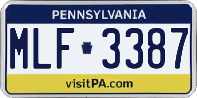 PA license plate MLF3387