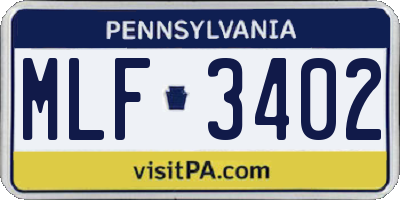 PA license plate MLF3402