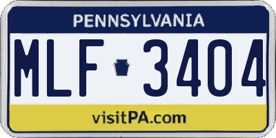 PA license plate MLF3404