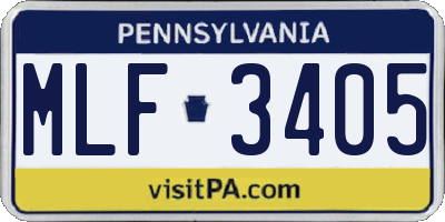 PA license plate MLF3405