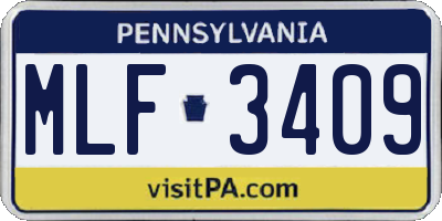 PA license plate MLF3409