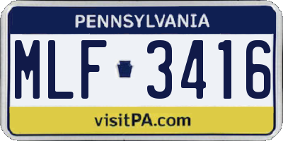 PA license plate MLF3416