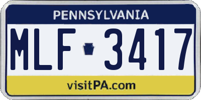 PA license plate MLF3417