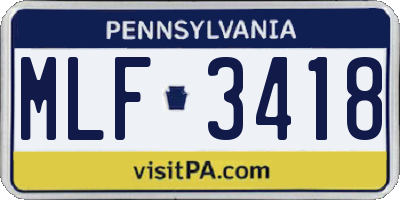 PA license plate MLF3418