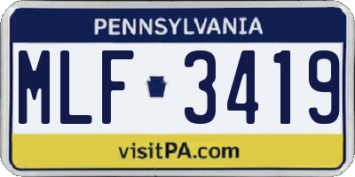 PA license plate MLF3419