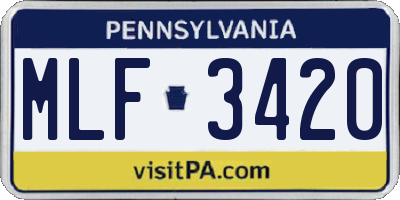 PA license plate MLF3420