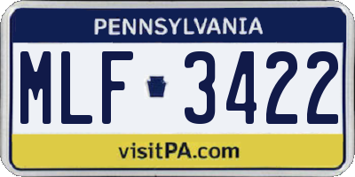 PA license plate MLF3422