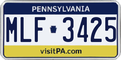 PA license plate MLF3425