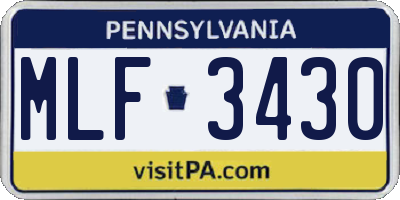 PA license plate MLF3430