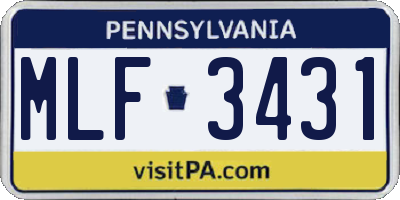 PA license plate MLF3431