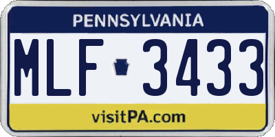 PA license plate MLF3433