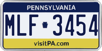 PA license plate MLF3454
