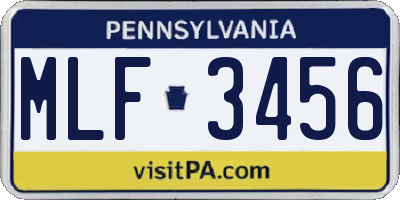 PA license plate MLF3456