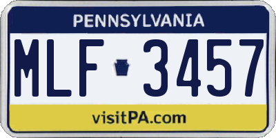 PA license plate MLF3457