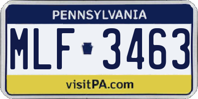 PA license plate MLF3463