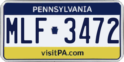 PA license plate MLF3472