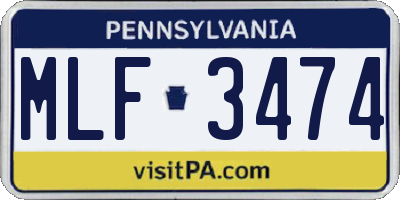 PA license plate MLF3474