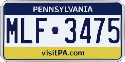 PA license plate MLF3475