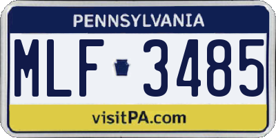PA license plate MLF3485