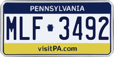 PA license plate MLF3492