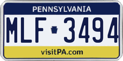 PA license plate MLF3494