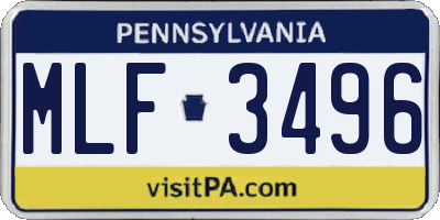 PA license plate MLF3496