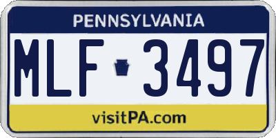 PA license plate MLF3497