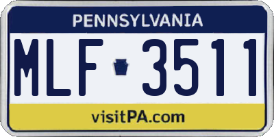 PA license plate MLF3511