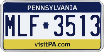 PA license plate MLF3513