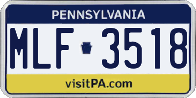PA license plate MLF3518
