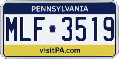 PA license plate MLF3519