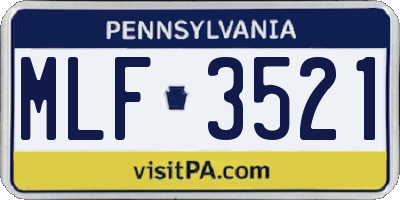 PA license plate MLF3521