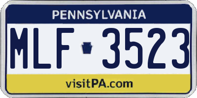 PA license plate MLF3523