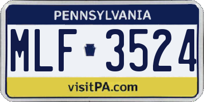PA license plate MLF3524