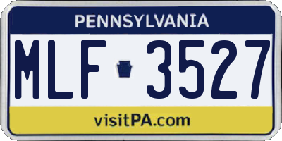 PA license plate MLF3527
