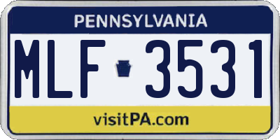 PA license plate MLF3531