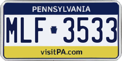 PA license plate MLF3533
