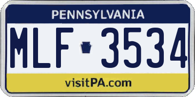 PA license plate MLF3534