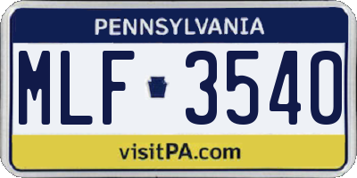 PA license plate MLF3540