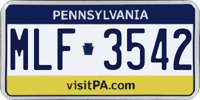 PA license plate MLF3542