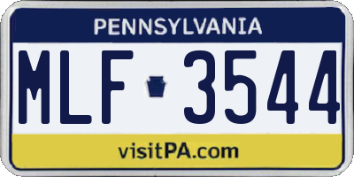 PA license plate MLF3544