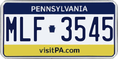 PA license plate MLF3545