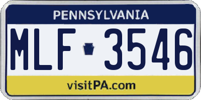 PA license plate MLF3546