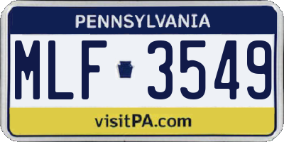 PA license plate MLF3549
