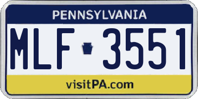 PA license plate MLF3551