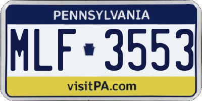 PA license plate MLF3553