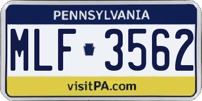 PA license plate MLF3562