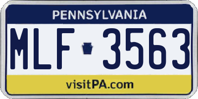 PA license plate MLF3563