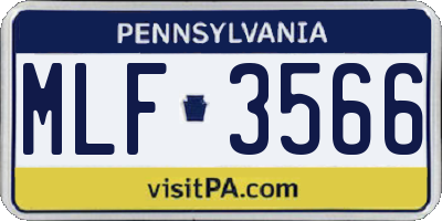 PA license plate MLF3566